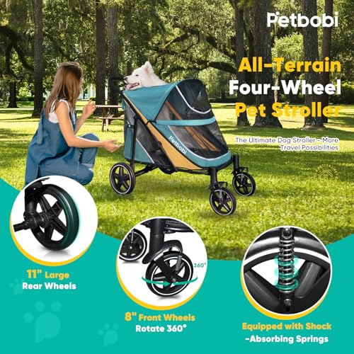 Dog Stroller for Large Medium Dogs up to 80 lbs (Green&Yellow)