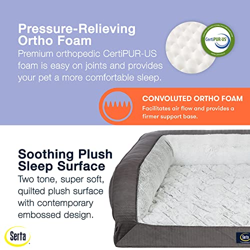 Orthopedic Quilted Couch Dog Bed for Pets (38.0"L x 27.0"W x 10.0"Th / Slate Gray)