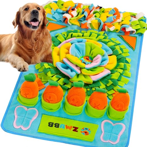Pet Snuffle Mat for Dogs Sniff Mat Nosework Feeding Mat Slow Feeder Interactive Dog Puzzle Toys for Training and Stress Relief Encourages Natural Foraging Skills (31''x19''（blue）)