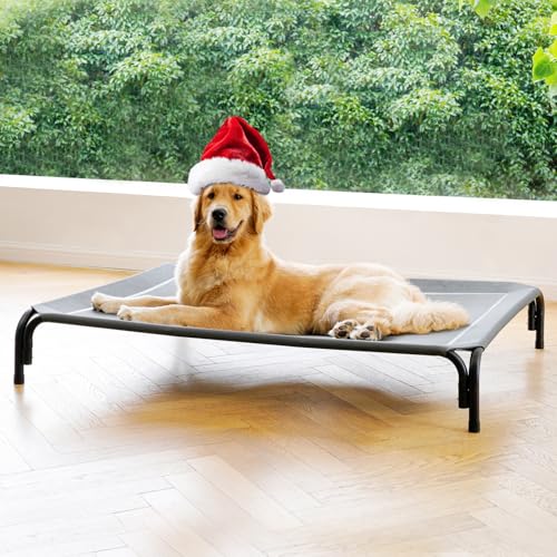 Elevated Dog Bed Outdoor Cooling Raised Cot for XL Dogs (XL-48.8"L×35.8"W×7.9"Th / Grey)