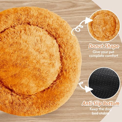 Calming Dog Beds Large Sized Dog (Orange / 36.0"L x 36.0"W x 8.0"Th)