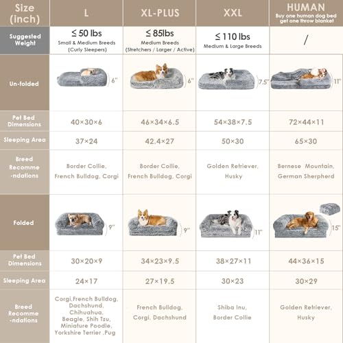 Foldable XXL Dog Bed for Large Sized Dog (54x38x7.5(Folded 38x27) / Grey)