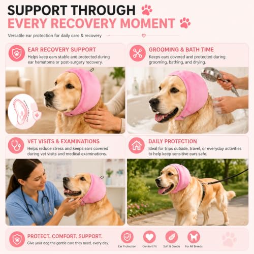Dog Ear Wrap for Dogs (PINK / Large)