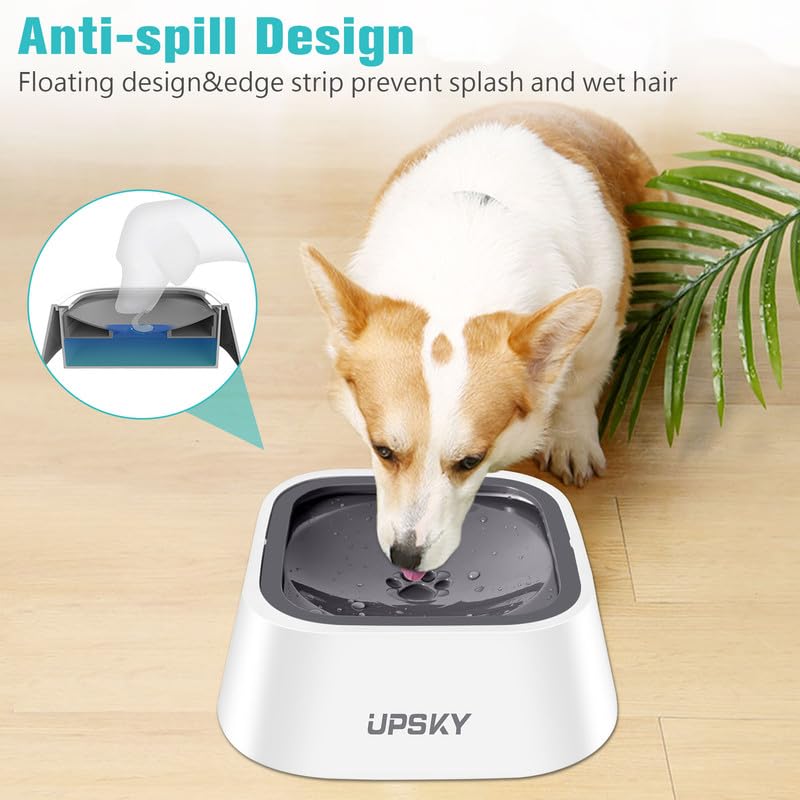 35oz No Spill Pet Water Bowl (Grey)