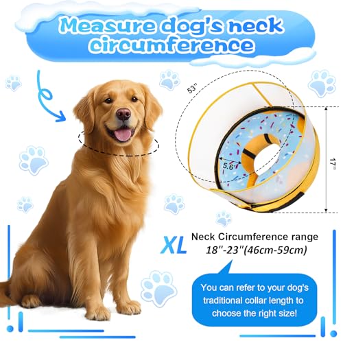 Inflatable Dog Cone Collar with Detachable Enhanced Anti (Blue / XL（neck 18"-23"）)