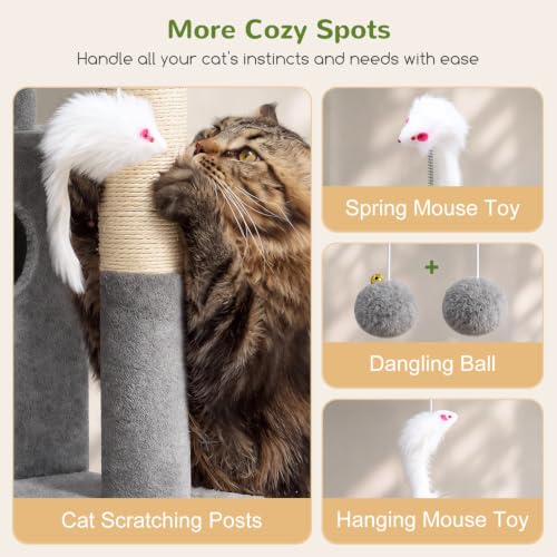 Cat Tree Tower for Indoor Cats Large Adult (Light Grey / XL)