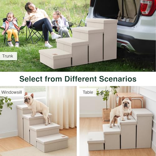 Dog Stairs for High Bed (Beige / 37.4" X 17" X 21.3" H)