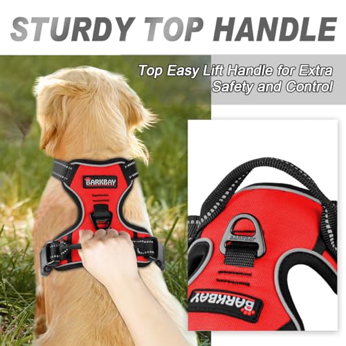 Dog Harness No Pull for Large Dogs Front Back Clips (X-Large(Chest:30-38”) / Red)