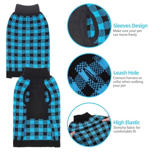 Dog Sweaters for Large Medium Small Dogs (L - Chest 28", Back 20" / Blue&Black)