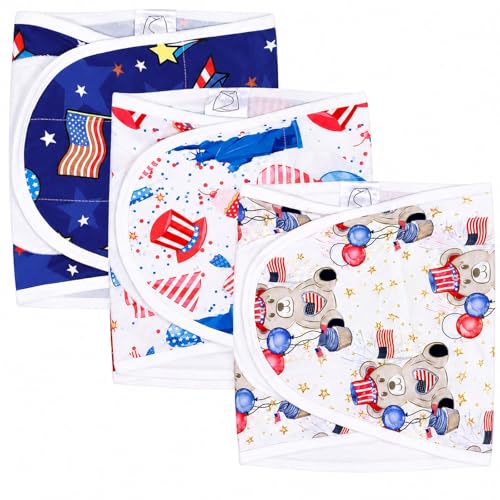 Adjustable Swaddle Wrap for Newborn (Playful Patriotic / Small)