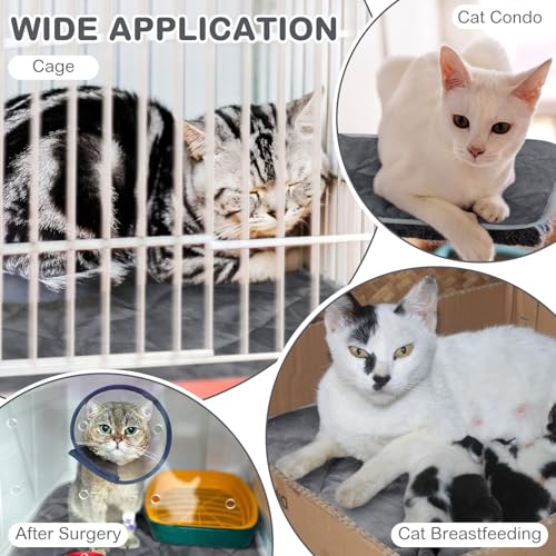 2 Pack Self Heating Cat Mat Self Warming Pet Pads Washable Kennel Mat Dog Crate Pad Reflects Body Heat Non Skid Cat Thermal Pads for Puppy Indoor Outdoor (16 x 20 inches / Gray)