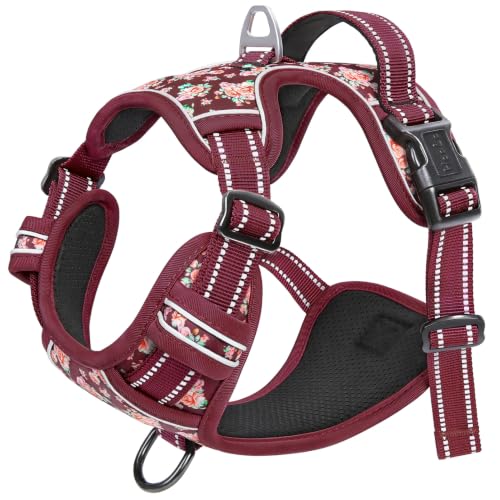 Large Dog Harness (XL / Flower Burgundy)