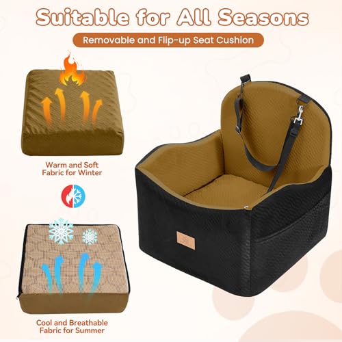 Dog Car Seat for Medium (Black/Brown)
