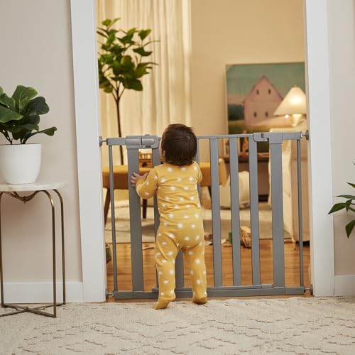 Walk Through Baby Gate with Door (1-Pack / 29" to 38" Wide x 28" Tall / Silver)