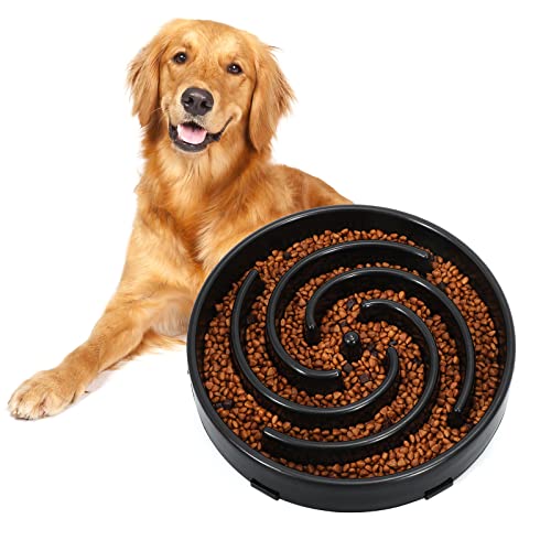 Slow Feeder Dog Bowls for Large Medium Dog Non Slip Maze Puzzle Bowl Pet Slower Food Feeding Dishes Interactive Bloat Stop Preventing Choking Healthy Dog Bowl (Large / A-black)