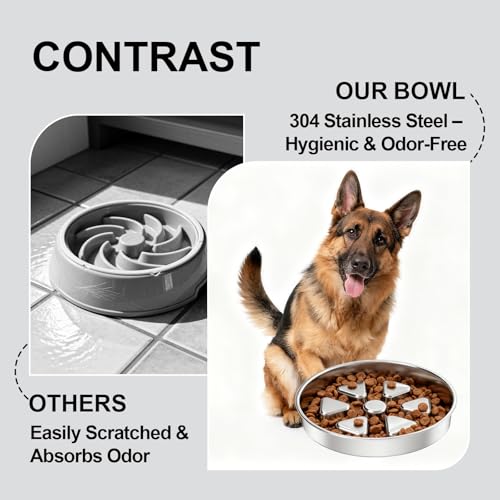 304 Stainless Steel Slow Feeder Dog Bowls (A: Stainless Steel)