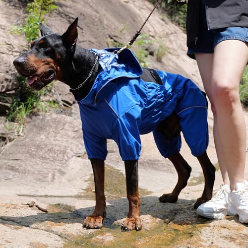 Waterproof Dog Raincoat with Removable Hood (Blue / S (Back 11.5"))