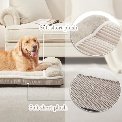 Dog Bed for Large Dogs (Beige / Large:(36"L x 23"W x 3"Th))