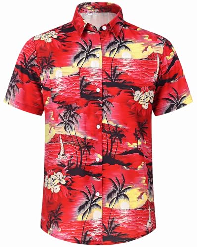 Dog Shirts Hawaii Dog Clothes for Small Medium Large Dogs Owner and Pet Shirts are Sold Separately (2XL-(54.33"Bust)-for Human / Red Only for Human)