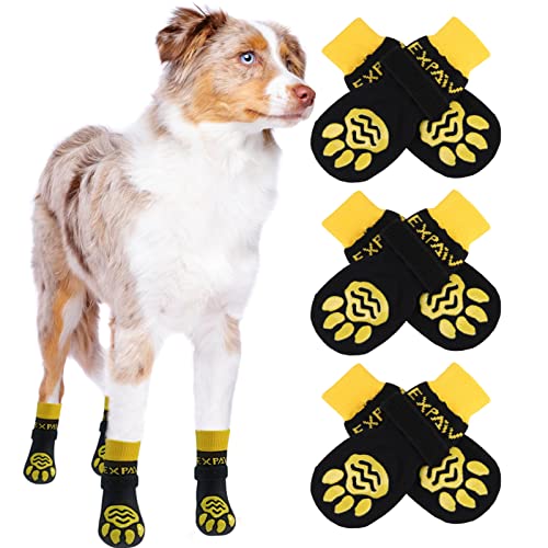 6PCS Anti Slip Dog Socks to Prevent Licking Paws (Medium (6 Count) / Yellow)