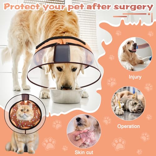 Inflatable Dog Cone Collar with Detachable Enhanced Anti (Brown / M+（neck 11"-14"）)