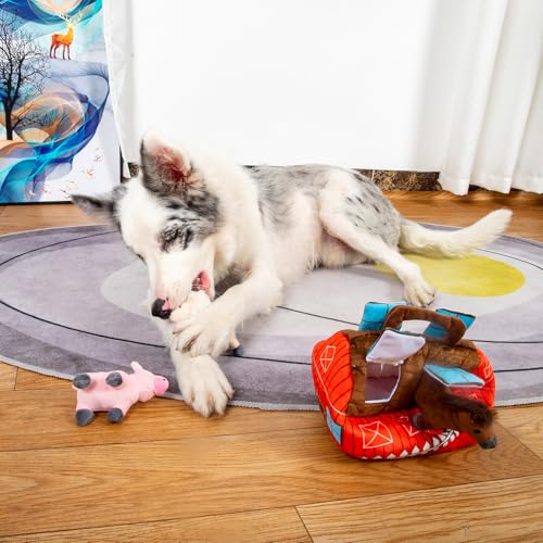 Squeaky Hide and Seek Dog Toys for Small and Medium Dogs (Farm)