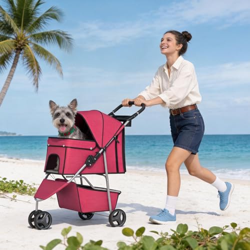 3 Wheel Pet Stroller (Red)