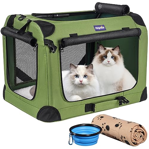 Large Cat Carrier for 2 Cats (Green / 24.0"L x 17.0"W x 17.0"H)
