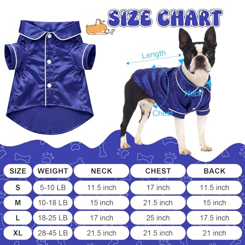 Dog Silk Pajamas Shirt Puppy Satin Pjs for Small Dog (M / Navy Blue)