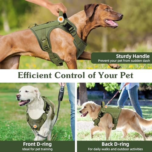 Heavy Duty Tactical Dog Harness for Small Dogs (Army Green / S (Chest: 19.6-31.5", Neck: 11-19.6"))