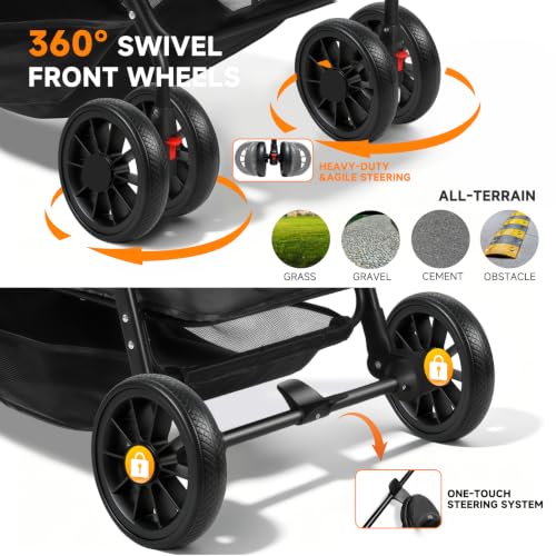 Dog Stroller for Large & Medium Dogs (Black)