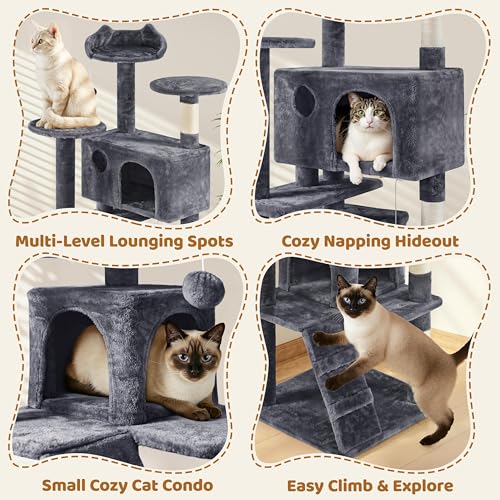 70in Multi Level Sturdy Cat Tree (Dark Gray / 70in)