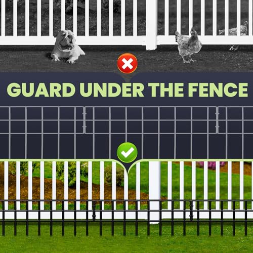 29.28Ft(L) X 13Inch(H) Animal Barrier Fence, 21 Pack No Dig Fence Panels, Black Modern Steel Garden Fence Border (21 Pack,29.28Ft)