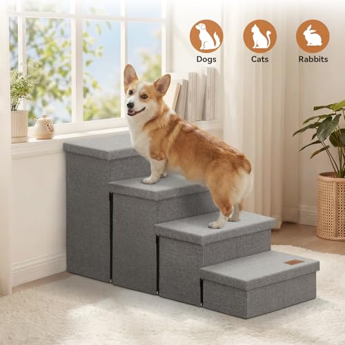 Dog Stairs with Storage (Grey No Condo / 4)