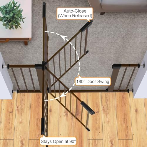 2 Pack 30 46" Baby Gate for Stairs (Brown / 30"-46"W x 30.5"H | 2 Pack)