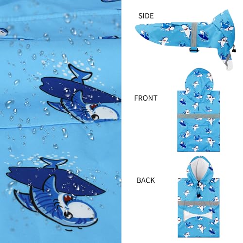 Large Dog Raincoat Adjustable (Medium (Pack of 1) / Blue Shark)