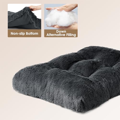 Fluffy Dog Crate Bed (Dark Grey / 47 x 35)