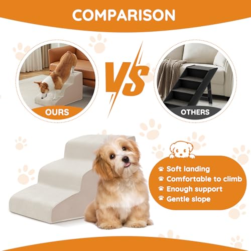 Dog Stairs for Small Dogs 19.7" H (Beige / 4-Step 19.7"H)
