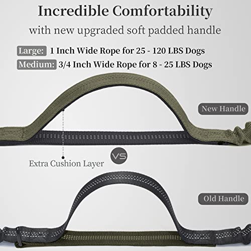 Hands Free Dog Leash with Zipper Pouch (Military Green / Large)