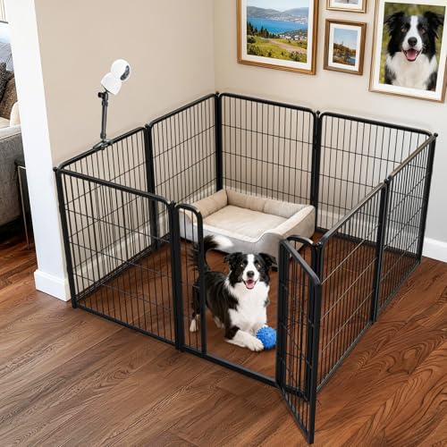 Homeplus Indoor Dog Playpen with Camera Mount (Black / 32"H)