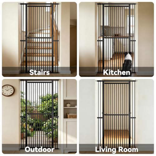 51" 87" Extra Tall Cat Gate for Doorways (Black / 51"-87" High)