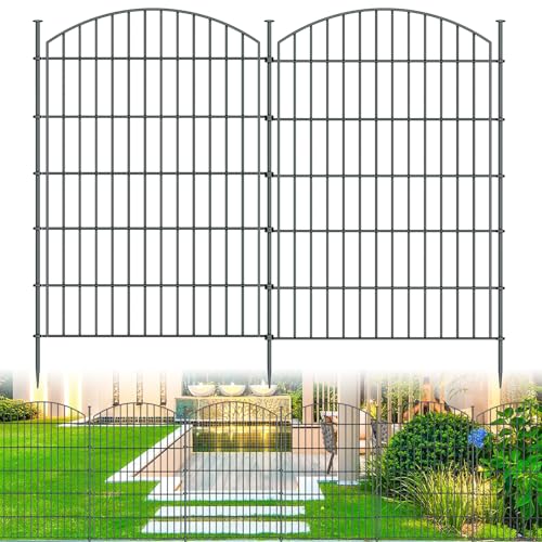 10 Panel No Dig Metal Garden Fence 40"H x 23.6'L Dog Fence Outdoor for Yard (10pc 23.6 ft(L) X 40 in(H)-Convex)