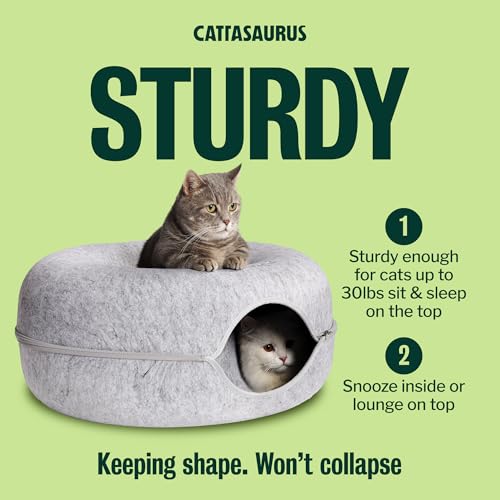 Peekaboo Cat Cave Donut for Multiple & Large Cats up to 30 (Light Gray + Dark Gray / Large)