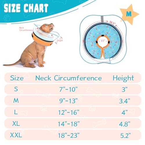 Elevated Inflatable Dog Cone Collar Alternative After Surgery (Donut Blue / M(Neck 9"-12.5"))