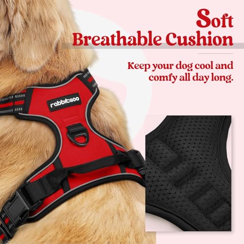 Dog Harness No Pull for Large Dogs with 2 Leash Clips (Large / Red)