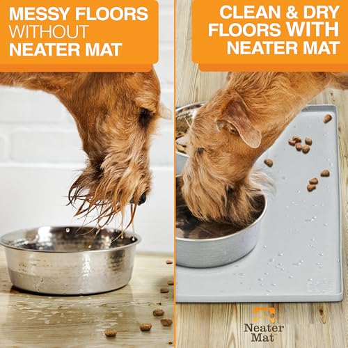 Neater Mat Pet Mats for Food and Water (32"L x 24"W / Light Gray)