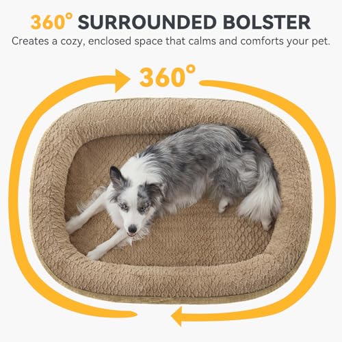 Orthopedic Dog Beds Large Sized Dog (Light Brown / 45"l X 32"w X 7.5"th)