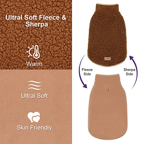 Sherpa Dog Coat Reversible Dog Jackets for Large Dogs (XXX-Large (68-85lbs) / Brown)
