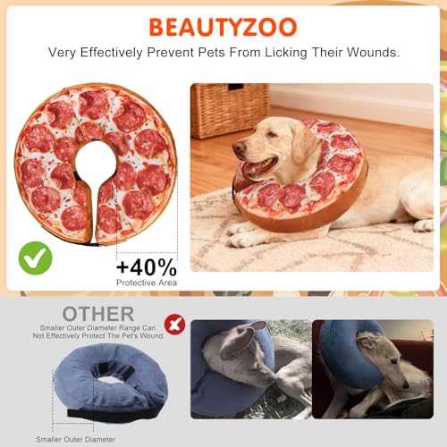 Dog Cone Collar Alternative After Surgery (Pizza / L(Neck:16"-18"))