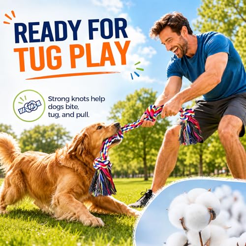 Tough Dog Rope Toys for Aggressive Chewers (Colorful)